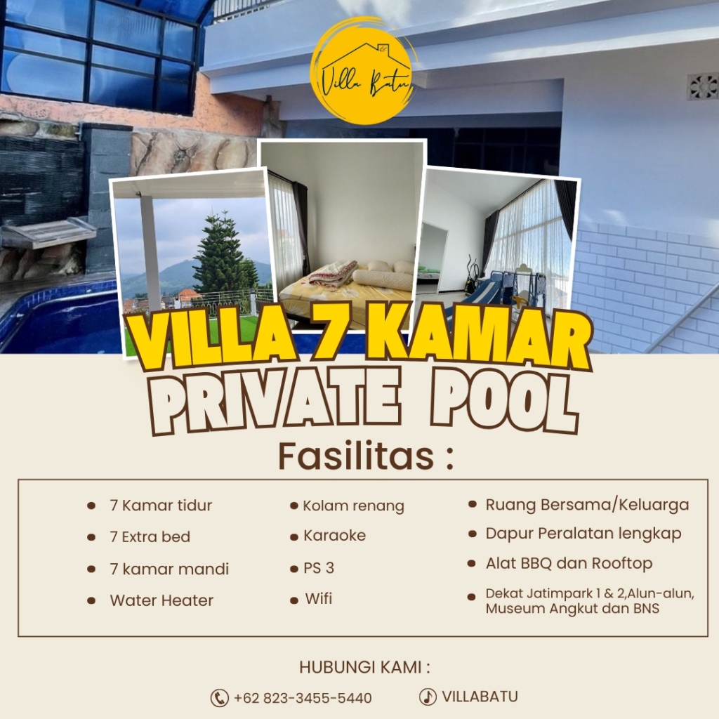 10 Rekomendasi Villa di Batu Malang-villa nundaya 7 kamar batu malang- villainbatu.com